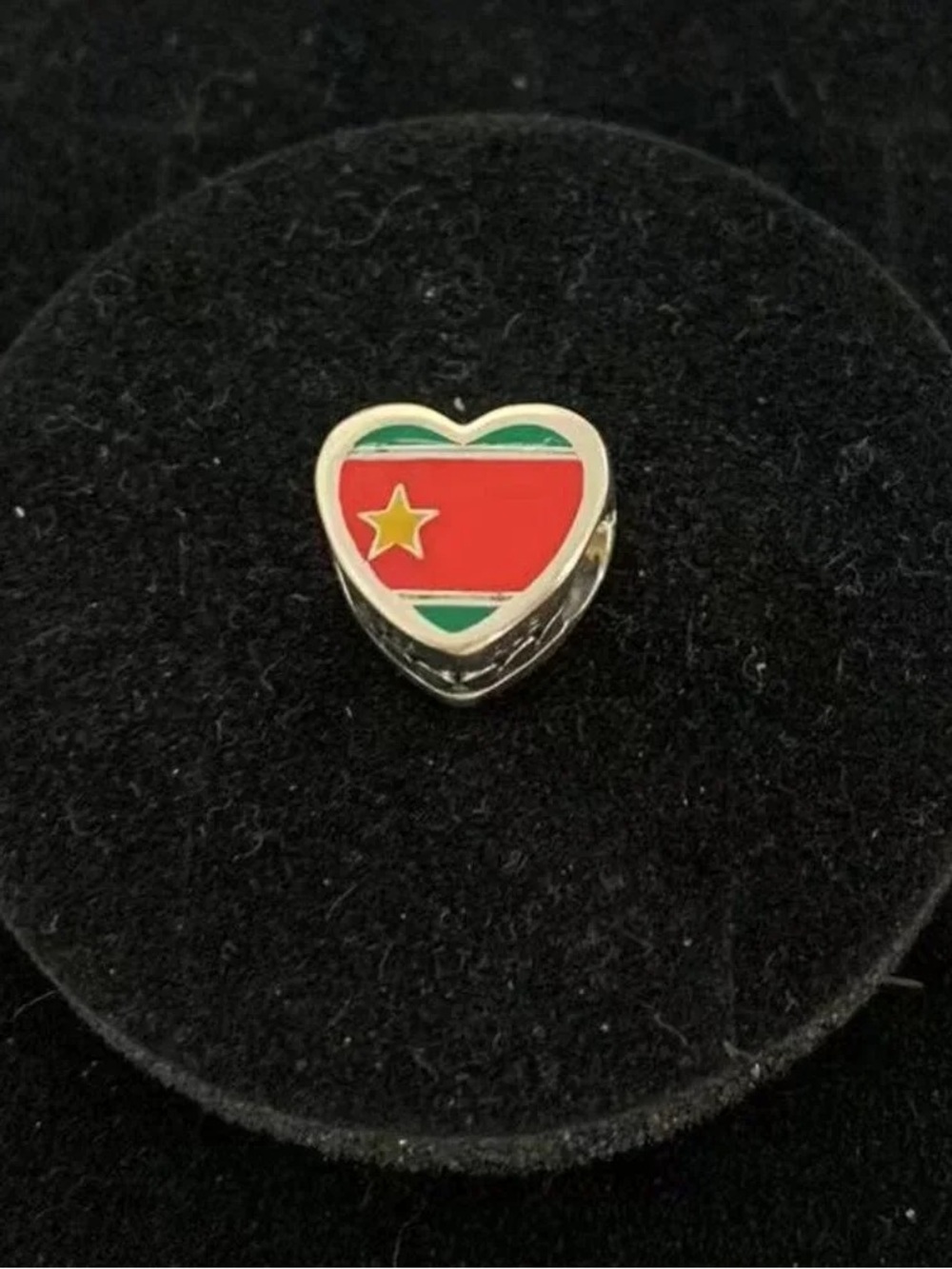 Pandora Heart Enamel Charm in Red, Green & Gold